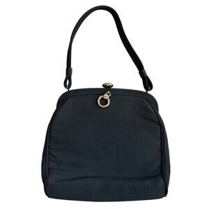 VNTG 1950s JR USA Black Handbag Evening Bag W. Mini Wallet Attachment